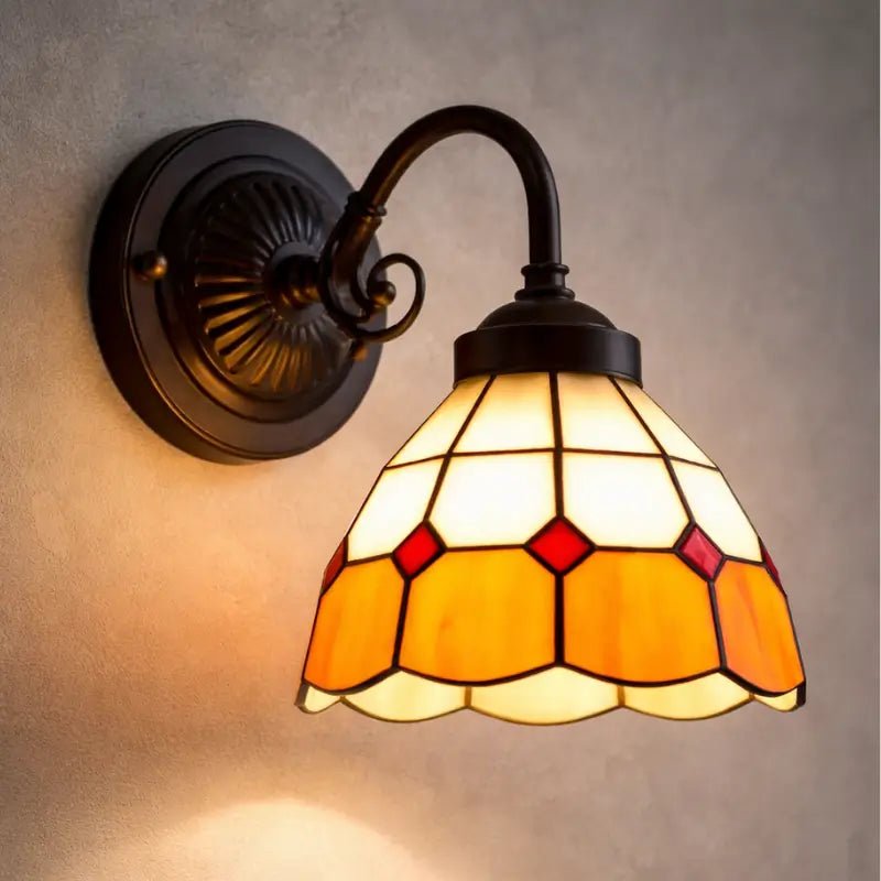 Arandela de Parede Premium Vidro e Metal Estilo Tiffany Vintage