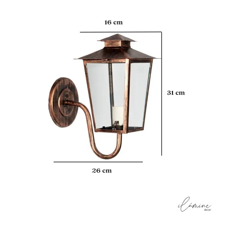 Arandela Externa Estilo Design Colonial Aço e Vidro