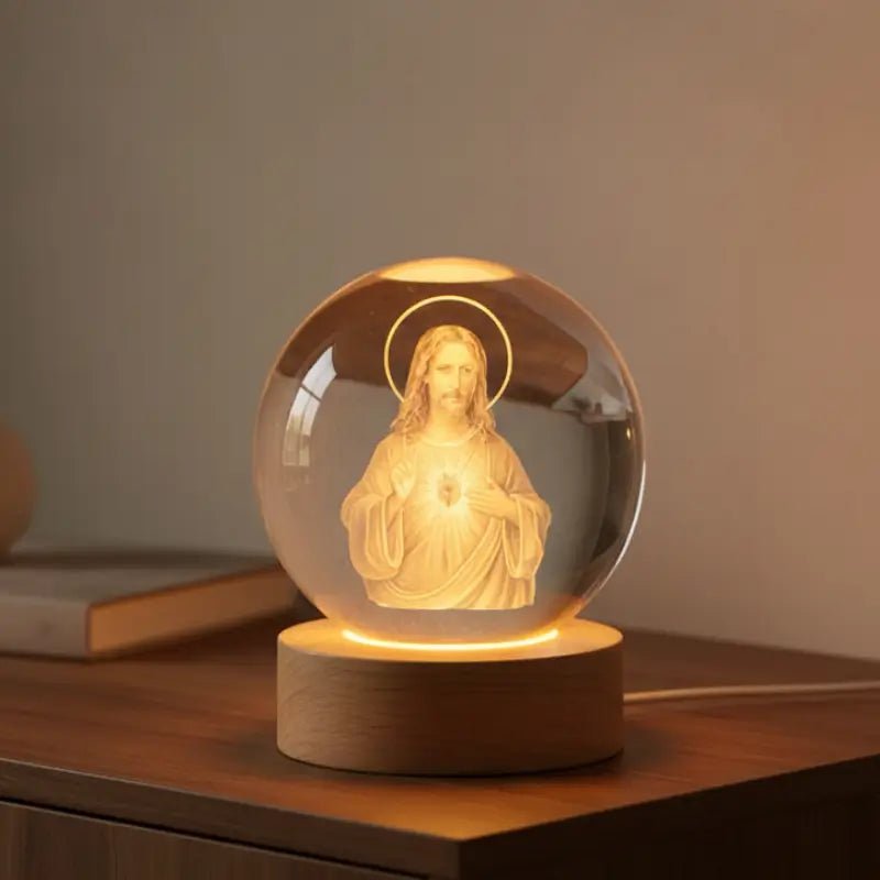 Luminária de Mesa Decorativa LED Globo 3D Religiosa