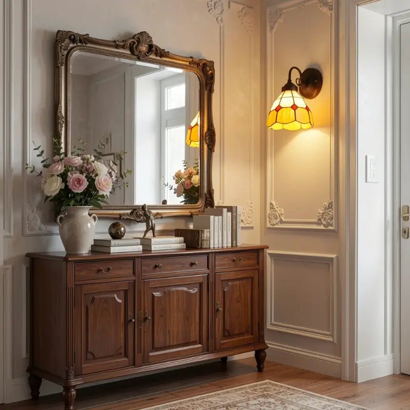 Arandela de Parede Premium Vidro e Metal Estilo Tiffany Vintage