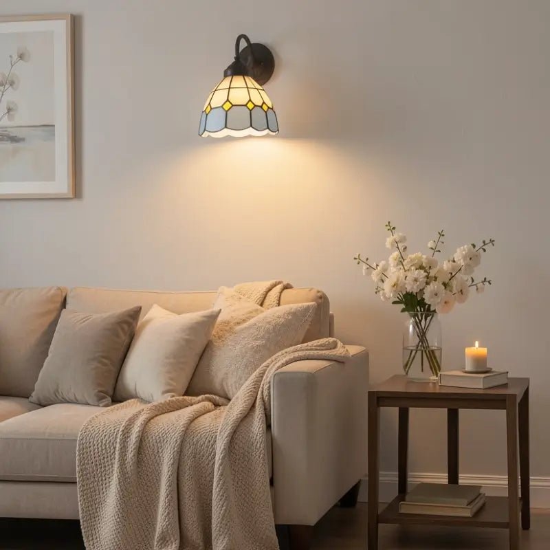 Arandela de Parede Premium Vidro e Metal Estilo Tiffany Vintage