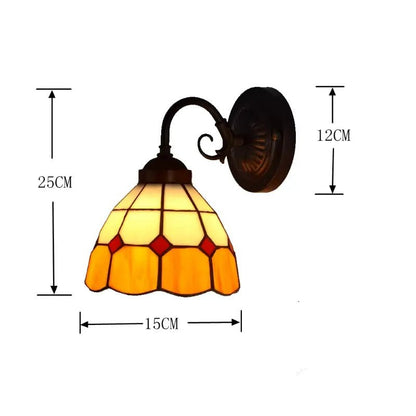 Arandela de Parede Premium Vidro e Metal Estilo Tiffany Vintage