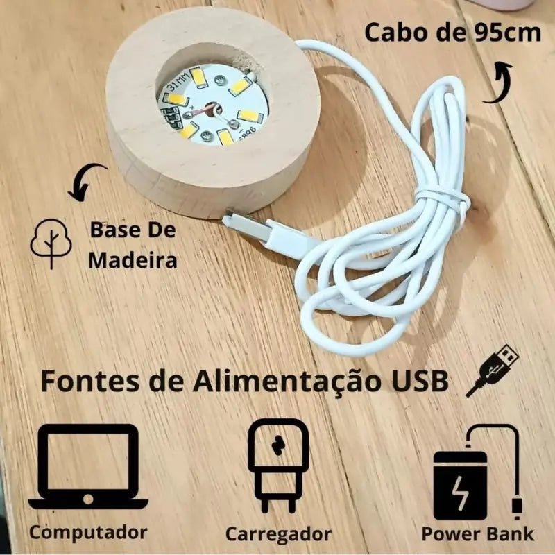 Luminária de Mesa Decorativa LED 3D Stitch USB