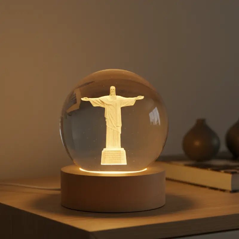Luminária de Mesa Decorativa LED Globo 3D Religiosa