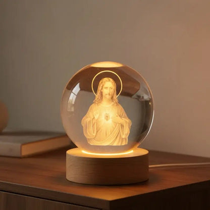 Luminária de Mesa Decorativa LED Globo 3D Religiosa