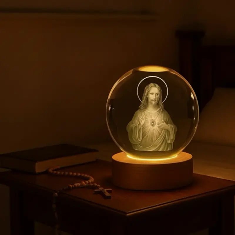 Luminária de Mesa Decorativa LED Globo 3D Religiosa