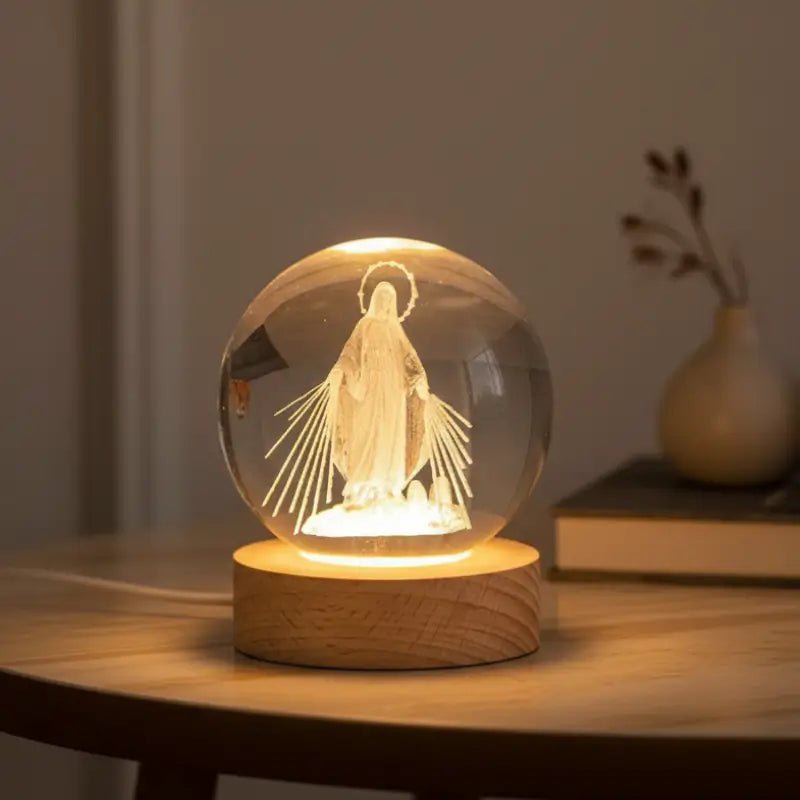 Luminária de Mesa Decorativa LED Globo 3D Religiosa