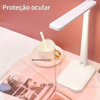 Luminária de Mesa LED Leitura Ajustável Recarregável 3 Modos