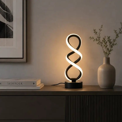 Luminária de Mesa LED Ondulada Moderna 3 Tons de Luz