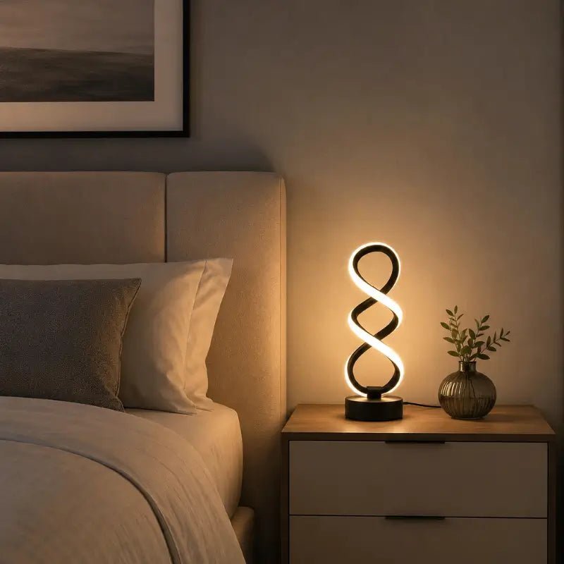 Luminária de Mesa LED Ondulada Moderna 3 Tons de Luz