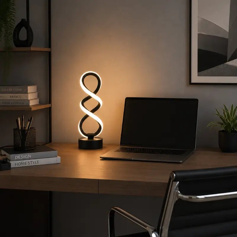 Luminária de Mesa LED Ondulada Moderna 3 Tons de Luz